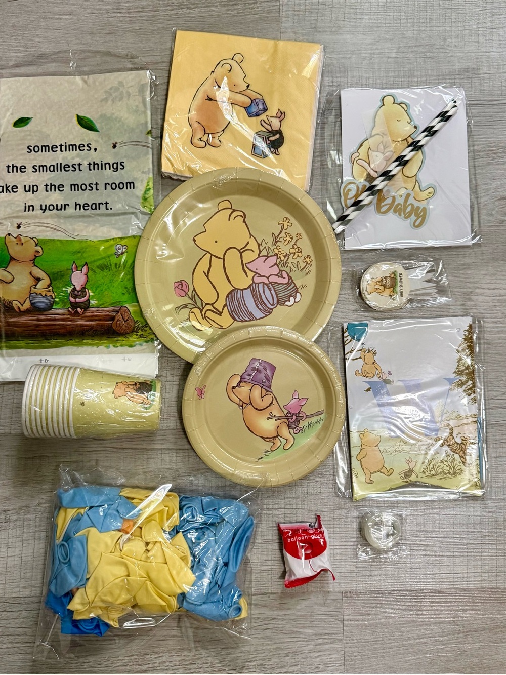 NEW Winnie the Pooh  Baby Shower Party Supplies - Yellow Party Set